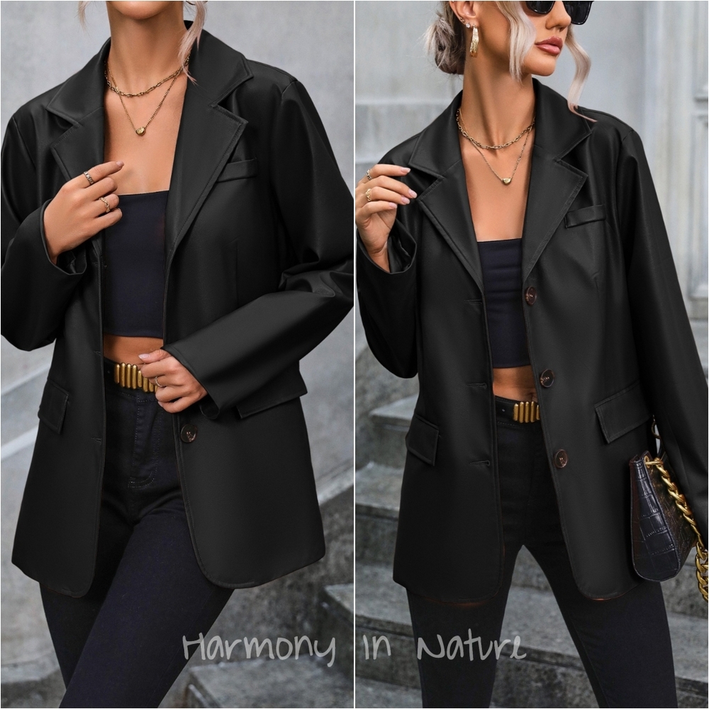 Valentina Button Up Blazer - Black